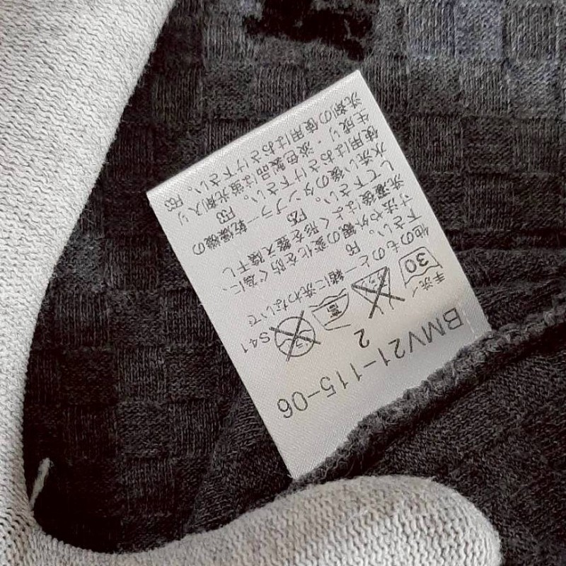 絕版BURBERRY 博柏利 BLACK LABEL 黑標 戰馬 男木炭灰華夫格長袖上衣2號-7