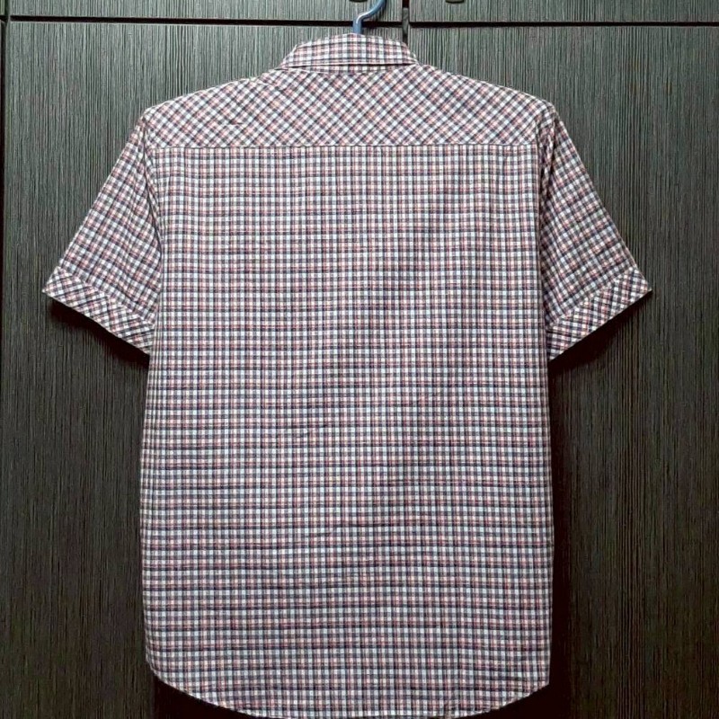 絕版BURBERRY 博柏利 BLACK LABEL 黑標 戰馬 男格紋短袖襯衫3號-1