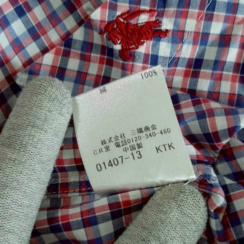 絕版BURBERRY 博柏利 BLACK LABEL 黑標 戰馬 男格紋短袖襯衫3號-7