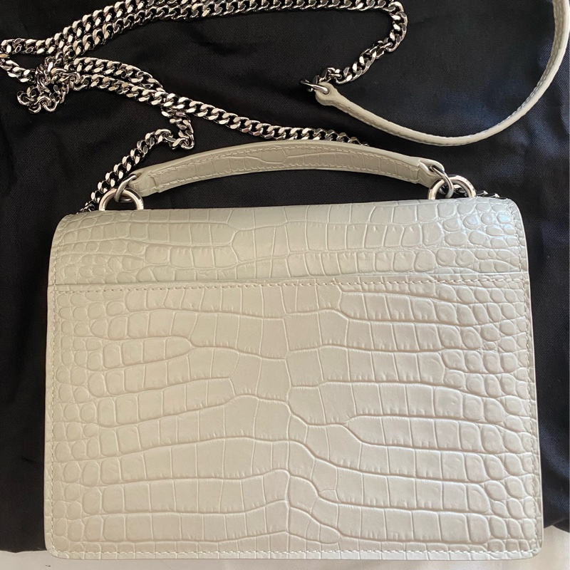 YSL Sunset WOC 白色鱷魚壓紋牛皮～白銀配色-6