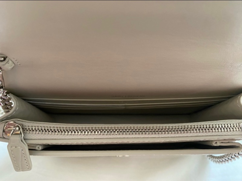 YSL Sunset WOC 白色鱷魚壓紋牛皮～白銀配色-4