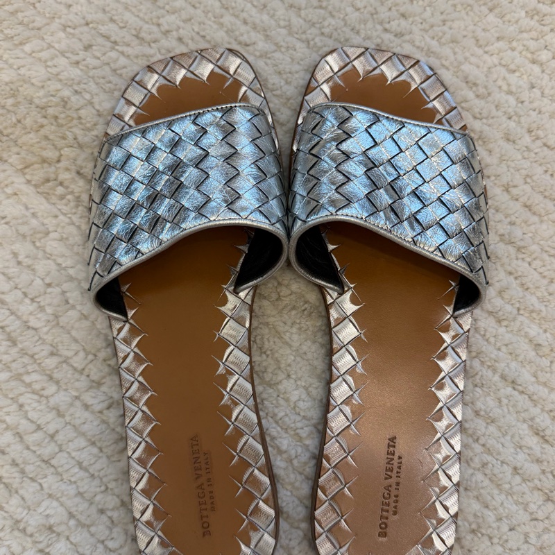 Bottega Veneta 真皮拖鞋 小羊皮拖鞋 Bv 銀色-4