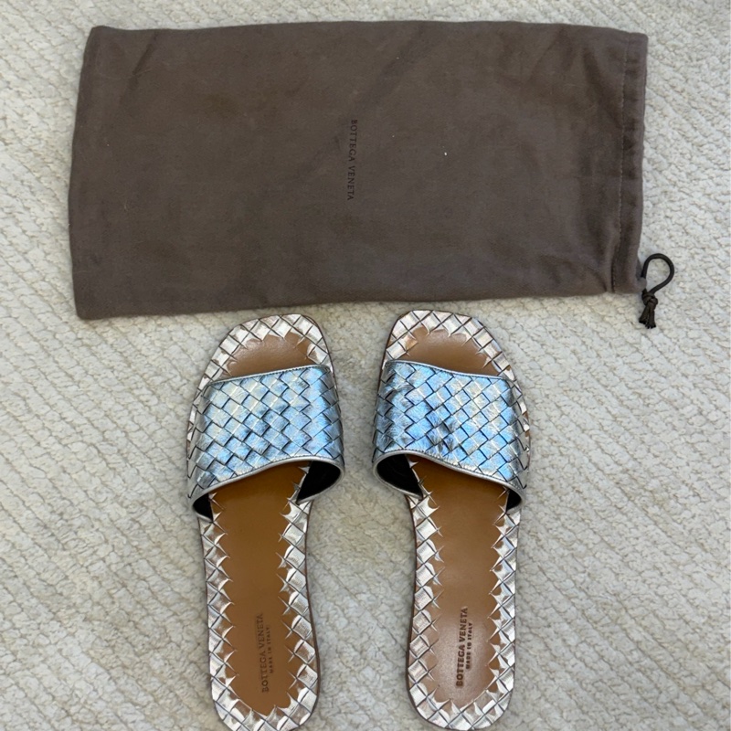 Bottega Veneta 真皮拖鞋 小羊皮拖鞋 Bv 銀色-14