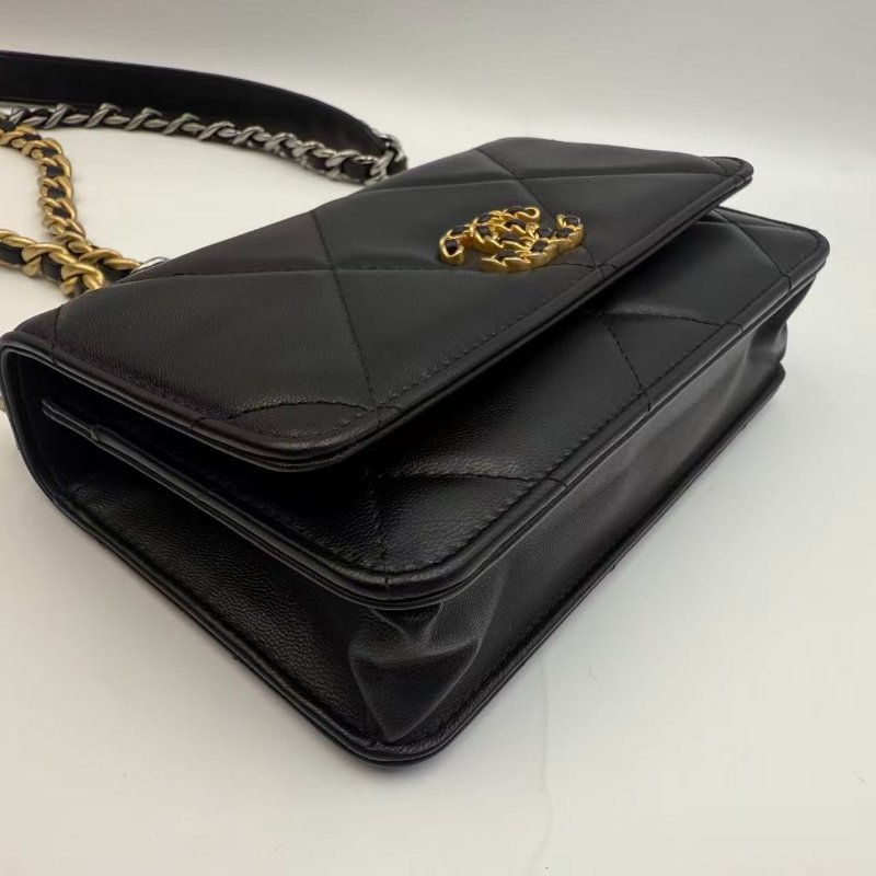 CHANEL 19 BAG 系列WOC wallet on chain 黑色山羊皮-5