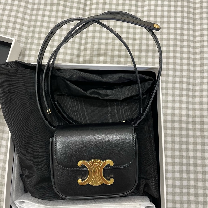CELINE 斜背包 小包 CLAUDE 黑金 小廢包-0