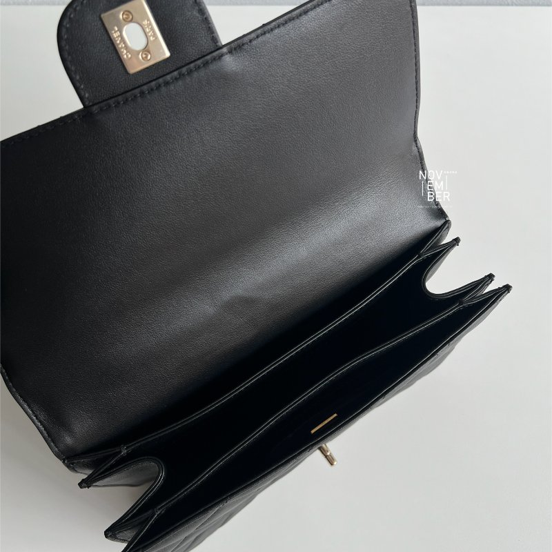 閒置新💖 Chanel 香奈兒 Coco Lady 手柄翻蓋包 黑色淡金釦-3