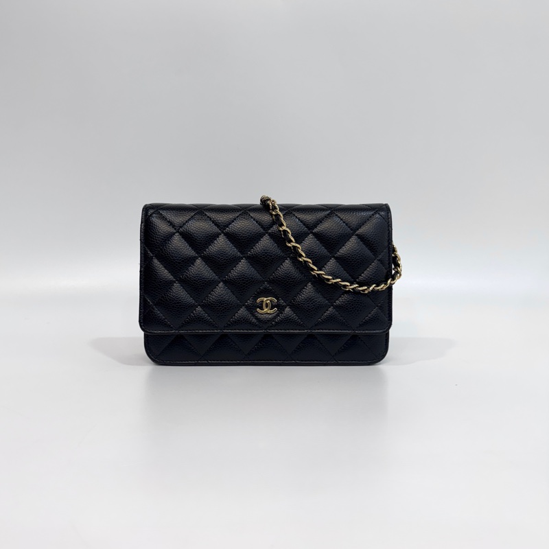 Chanel黑金荔枝皮磁吸釦Woc  AP0250-0