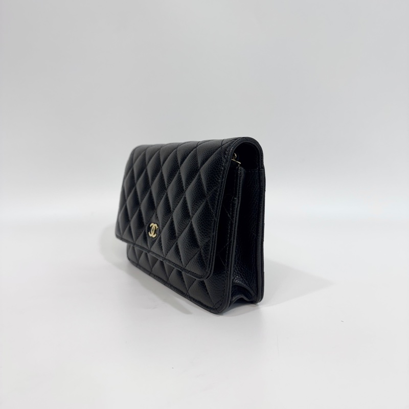 Chanel黑金荔枝皮磁吸釦Woc  AP0250-1