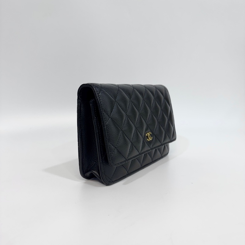 Chanel黑金荔枝皮磁吸釦Woc  AP0250-2