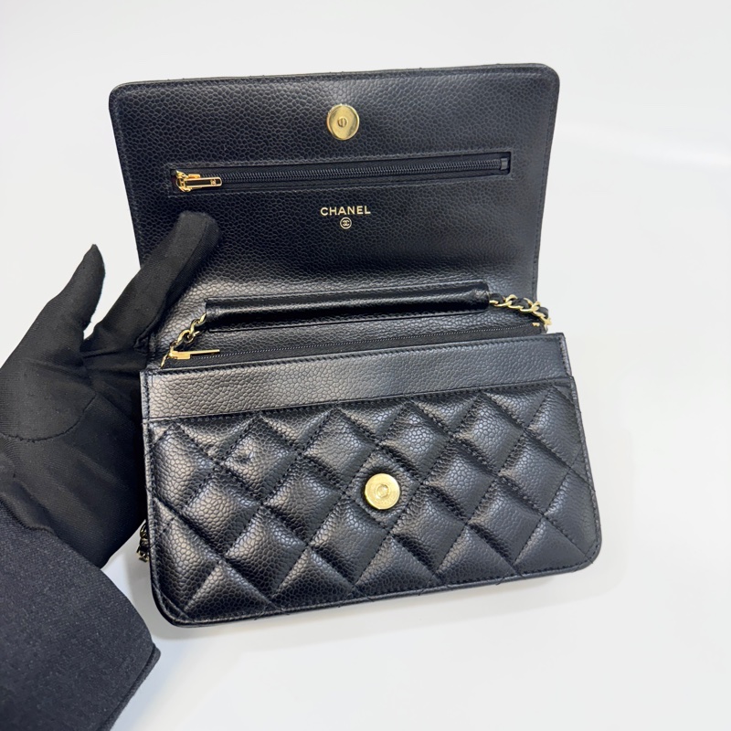 Chanel黑金荔枝皮磁吸釦Woc  AP0250-5