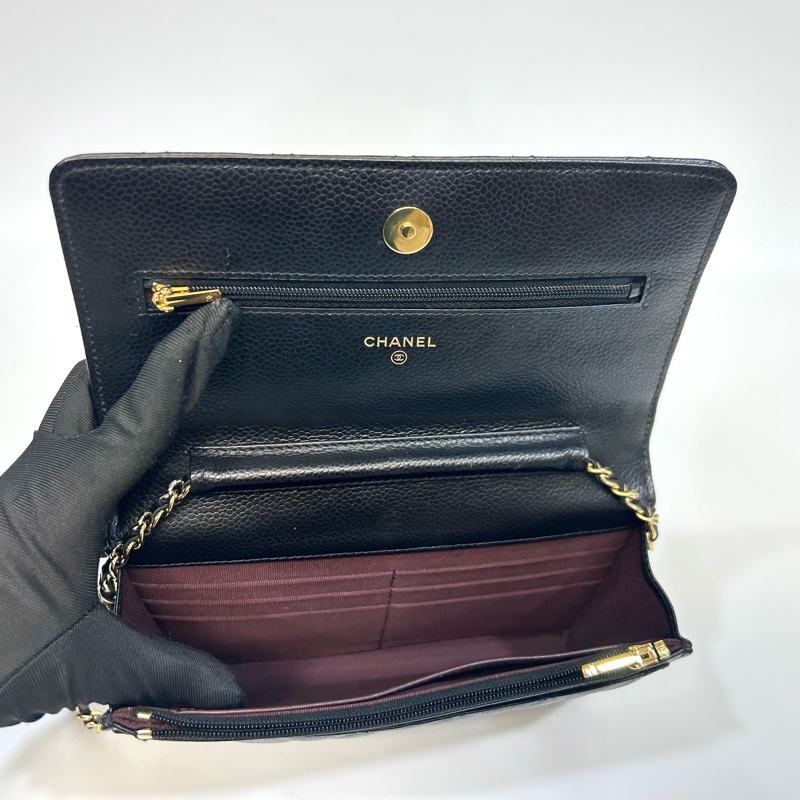 Chanel黑金荔枝皮磁吸釦Woc  AP0250-6