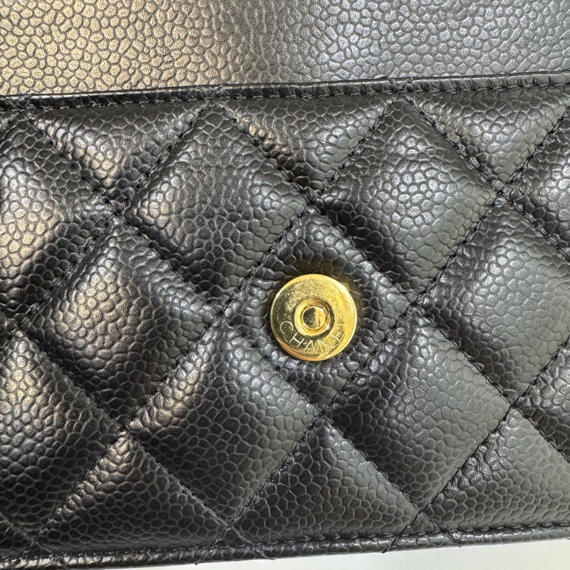 Chanel黑金荔枝皮磁吸釦Woc  AP0250-10