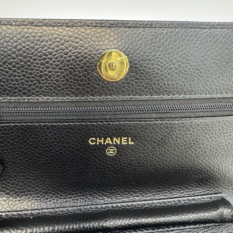 Chanel黑金荔枝皮磁吸釦Woc  AP0250-11