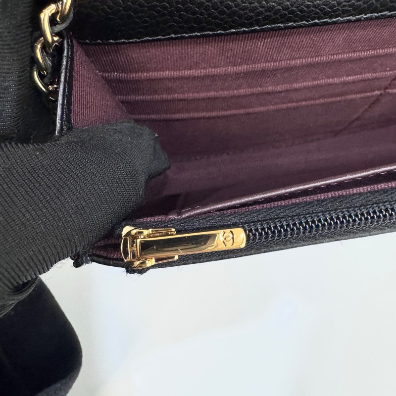 Chanel黑金荔枝皮磁吸釦Woc  AP0250-12