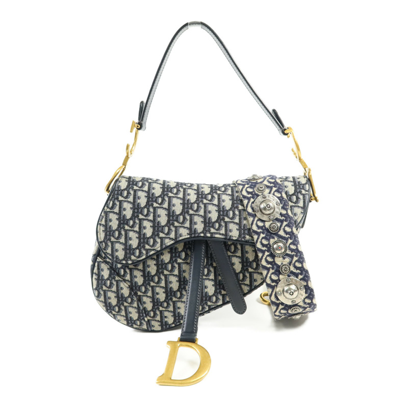 Dior 帆布Saddle金扣手挽肩背兩用袋-0