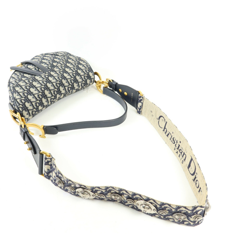 Dior 帆布Saddle金扣手挽肩背兩用袋-4