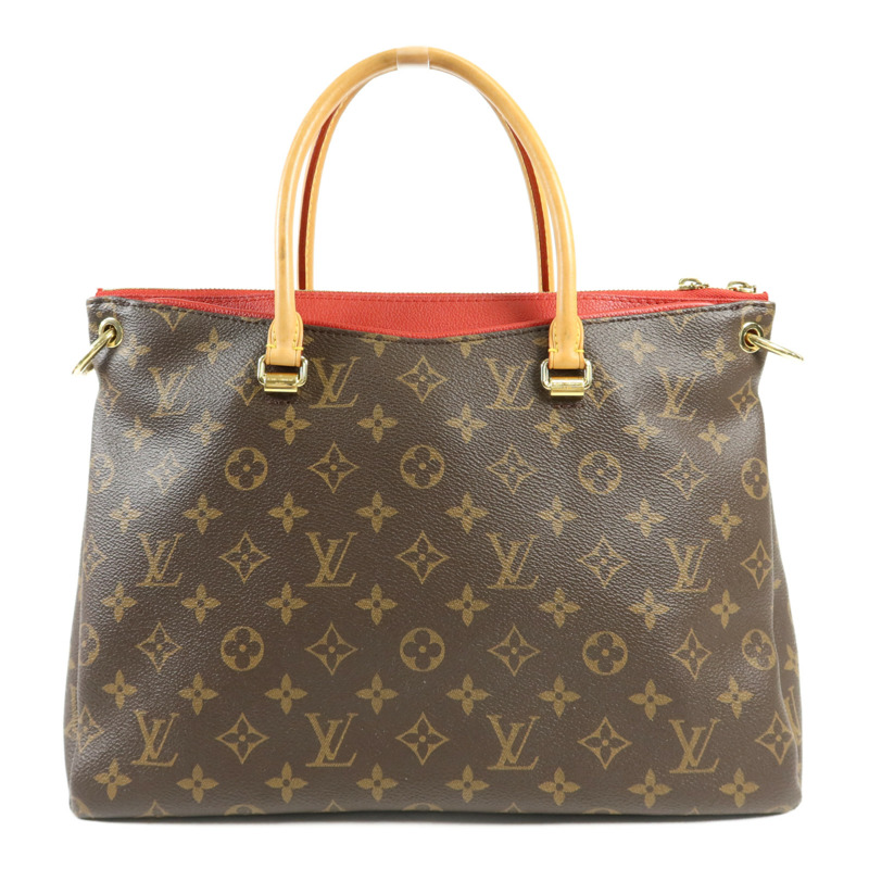LOUIS VUITTON Monogram Pallas金扣手挽肩背兩用袋棕色/紅色-1