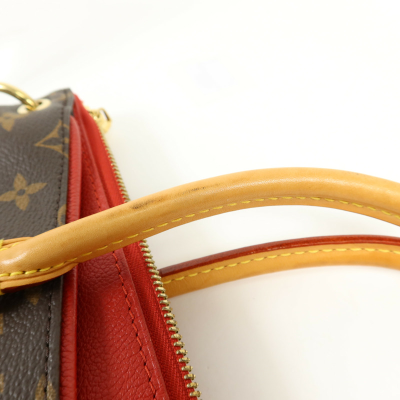 LOUIS VUITTON Monogram Pallas金扣手挽肩背兩用袋棕色/紅色-15