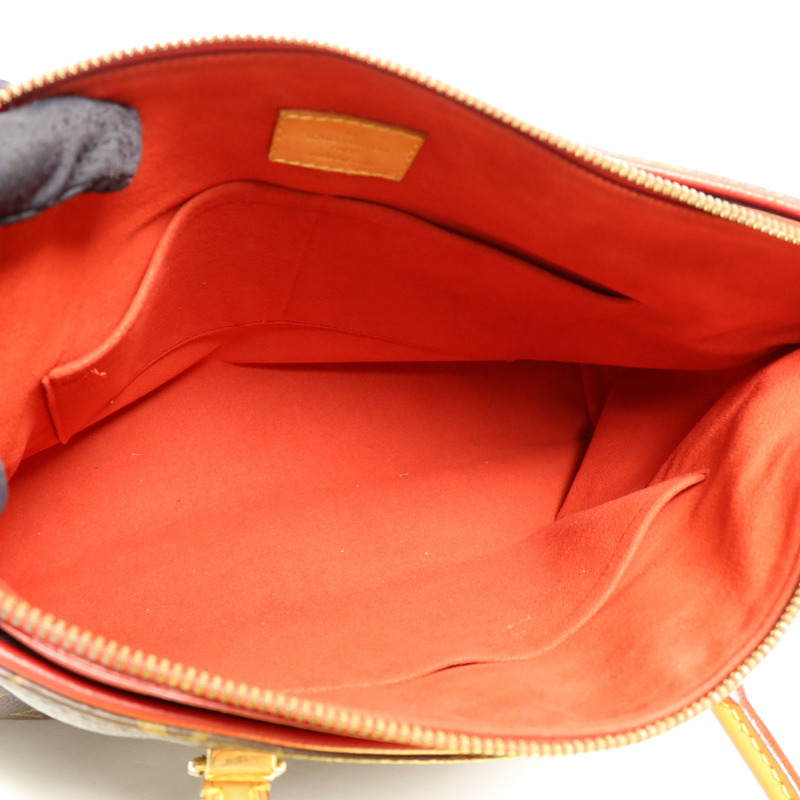 LOUIS VUITTON Monogram Pallas金扣手挽肩背兩用袋棕色/紅色-5