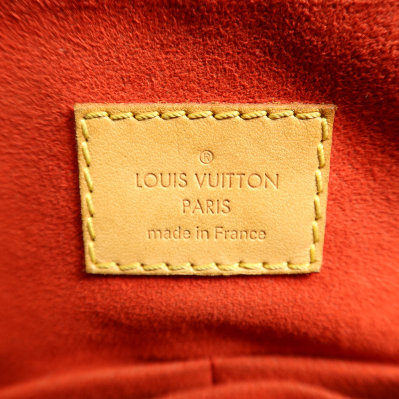 LOUIS VUITTON Monogram Pallas金扣手挽肩背兩用袋棕色/紅色-6