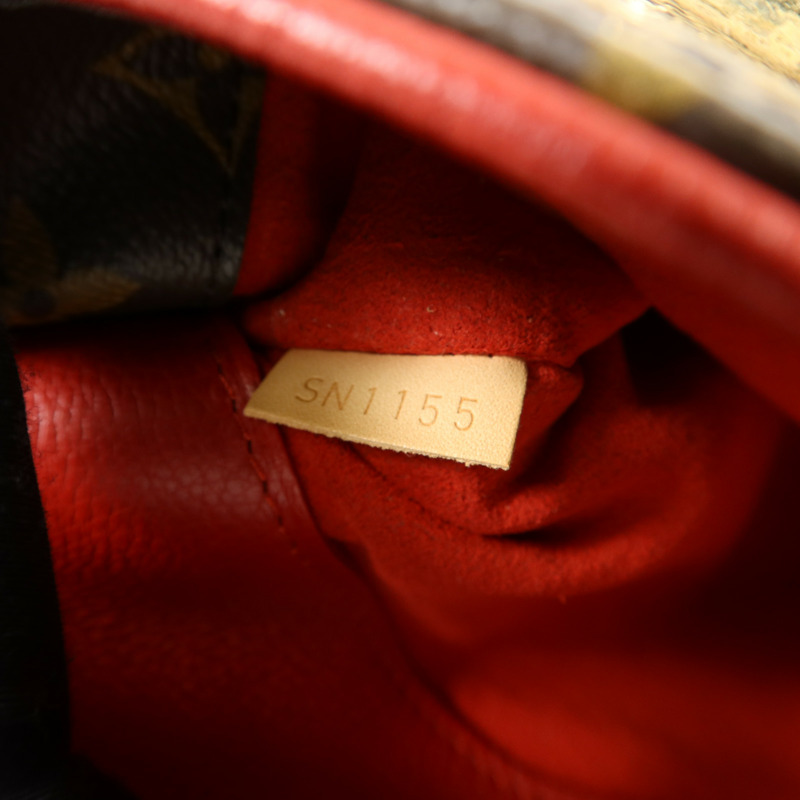 LOUIS VUITTON Monogram Pallas金扣手挽肩背兩用袋棕色/紅色-7