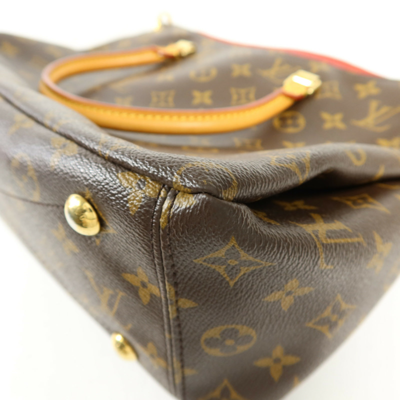 LOUIS VUITTON Monogram Pallas金扣手挽肩背兩用袋棕色/紅色-12