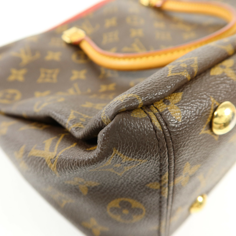 LOUIS VUITTON Monogram Pallas金扣手挽肩背兩用袋棕色/紅色-13