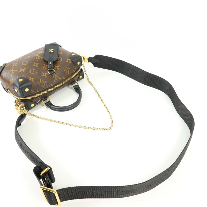 LOUIS VUITTON Monogram Petite Malle Souple金扣手挽肩背兩用袋棕色-4