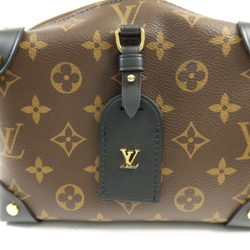 LOUIS VUITTON Monogram Petite Malle Souple金扣手挽肩背兩用袋棕色-7