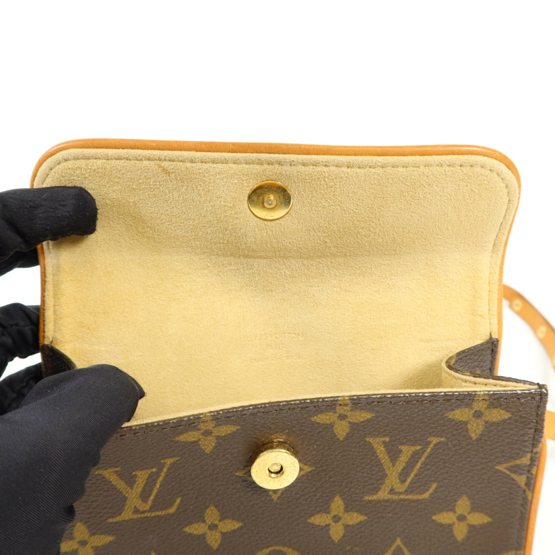 LOUIS VUITTON Monogram Pochette Florentine金扣腰包棕色-6