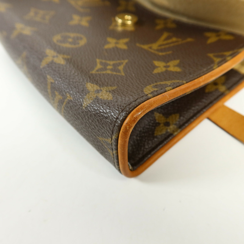 LOUIS VUITTON Monogram Pochette Florentine金扣腰包棕色-12