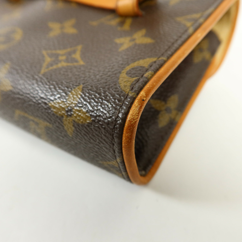 LOUIS VUITTON Monogram Pochette Florentine金扣腰包棕色-14
