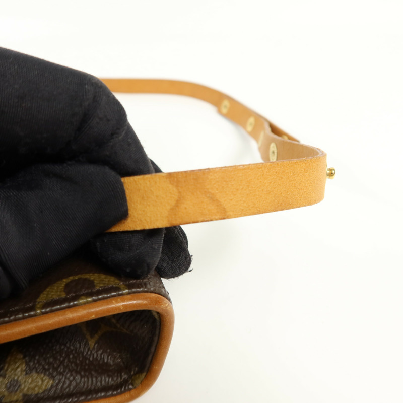 LOUIS VUITTON Monogram Pochette Florentine金扣腰包棕色-18