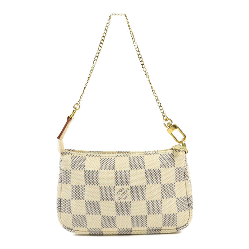 LOUIS VUITTON Damier Azur Mini Pochette Accessories金扣鏈帶手挽袋-1