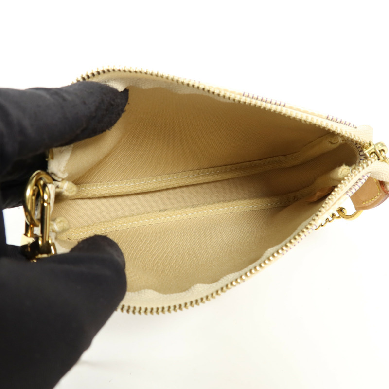 LOUIS VUITTON Damier Azur Mini Pochette Accessories金扣鏈帶手挽袋-5