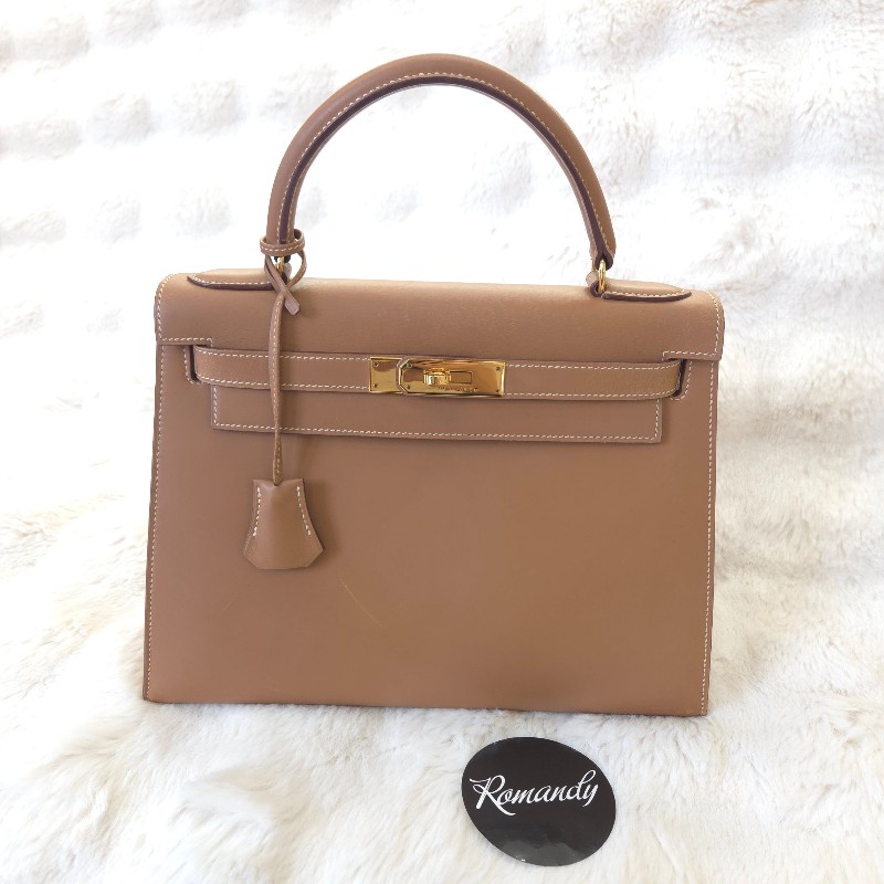 Hermès Kelly 28 手提包 金釦 金棕 二手 v刻-0