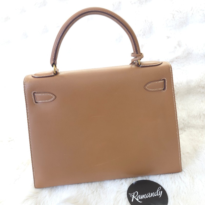 Hermès Kelly 28 手提包 金釦 金棕 二手 v刻-1