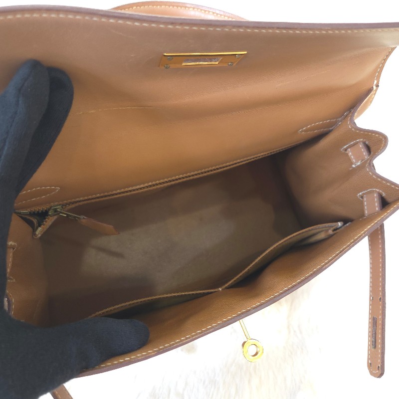 Hermès Kelly 28 手提包 金釦 金棕 二手 v刻-2