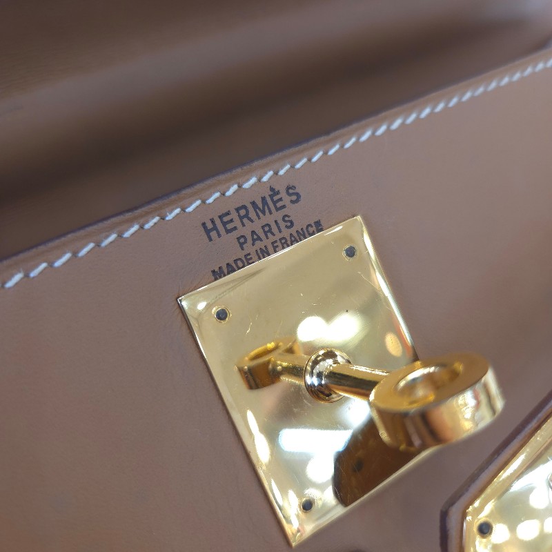 Hermès Kelly 28 手提包 金釦 金棕 二手 v刻-3