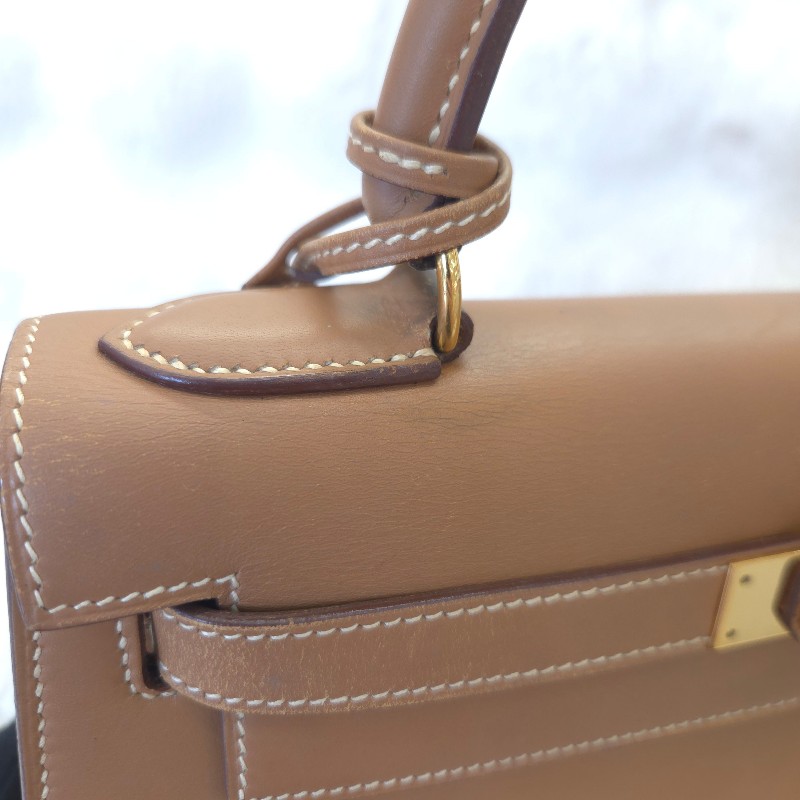 Hermès Kelly 28 手提包 金釦 金棕 二手 v刻-6