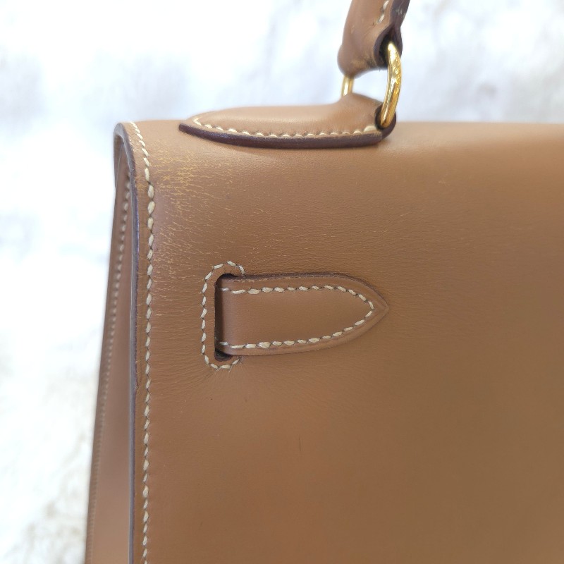 Hermès Kelly 28 手提包 金釦 金棕 二手 v刻-9
