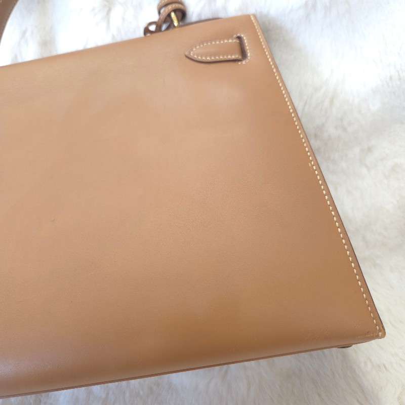 Hermès Kelly 28 手提包 金釦 金棕 二手 v刻-12