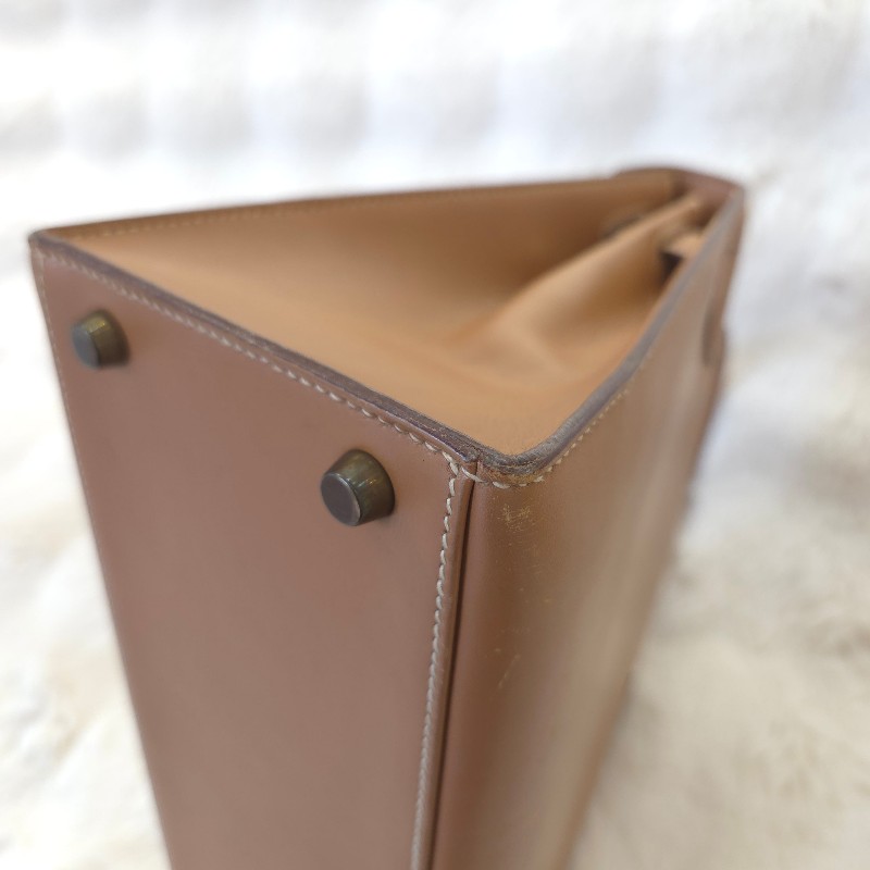 Hermès Kelly 28 手提包 金釦 金棕 二手 v刻-16