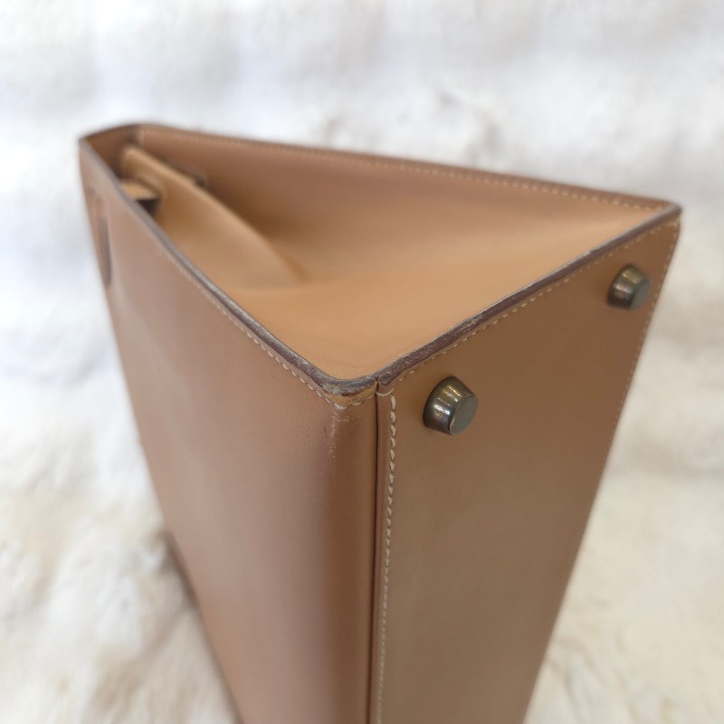 Hermès Kelly 28 手提包 金釦 金棕 二手 v刻-17