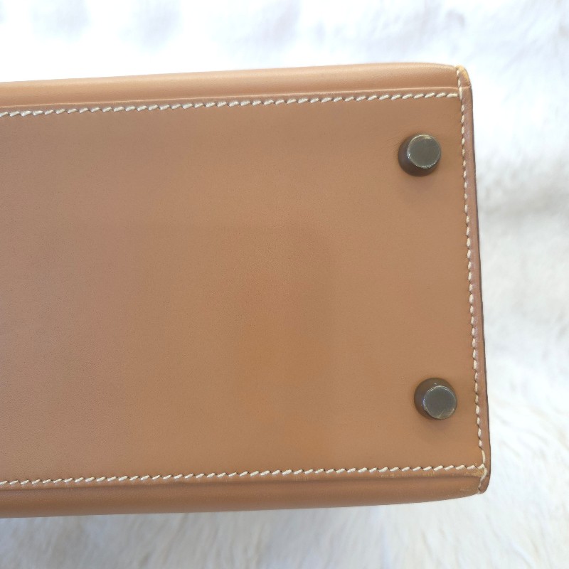 Hermès Kelly 28 手提包 金釦 金棕 二手 v刻-19