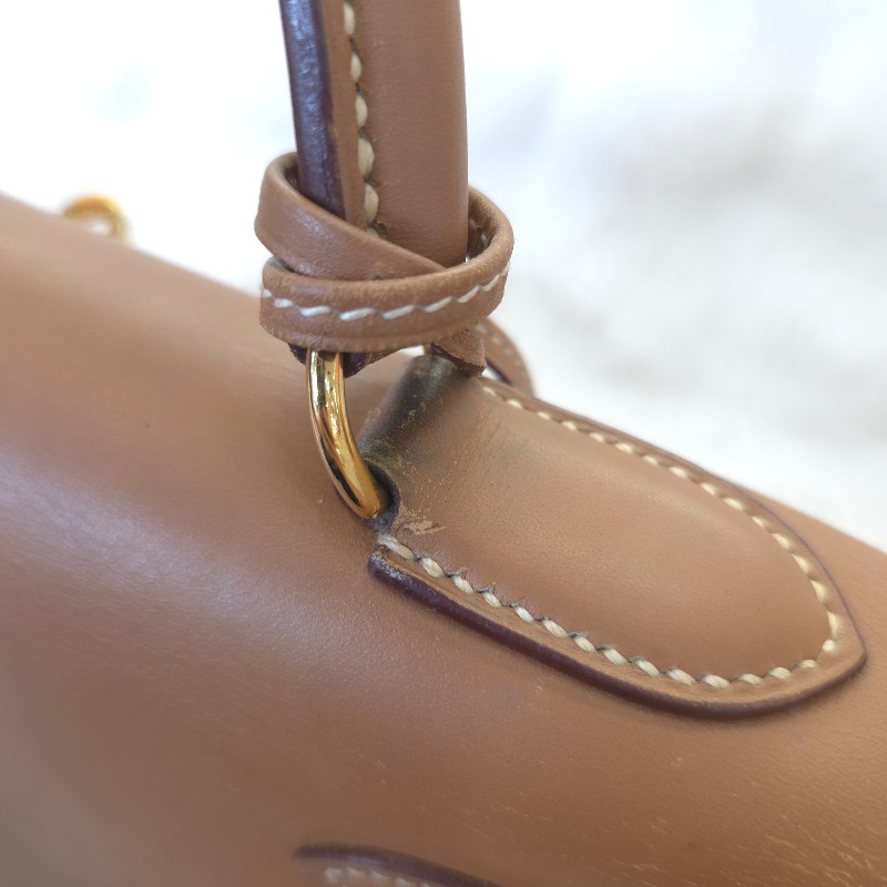 Hermès Kelly 28 手提包 金釦 金棕 二手 v刻-21