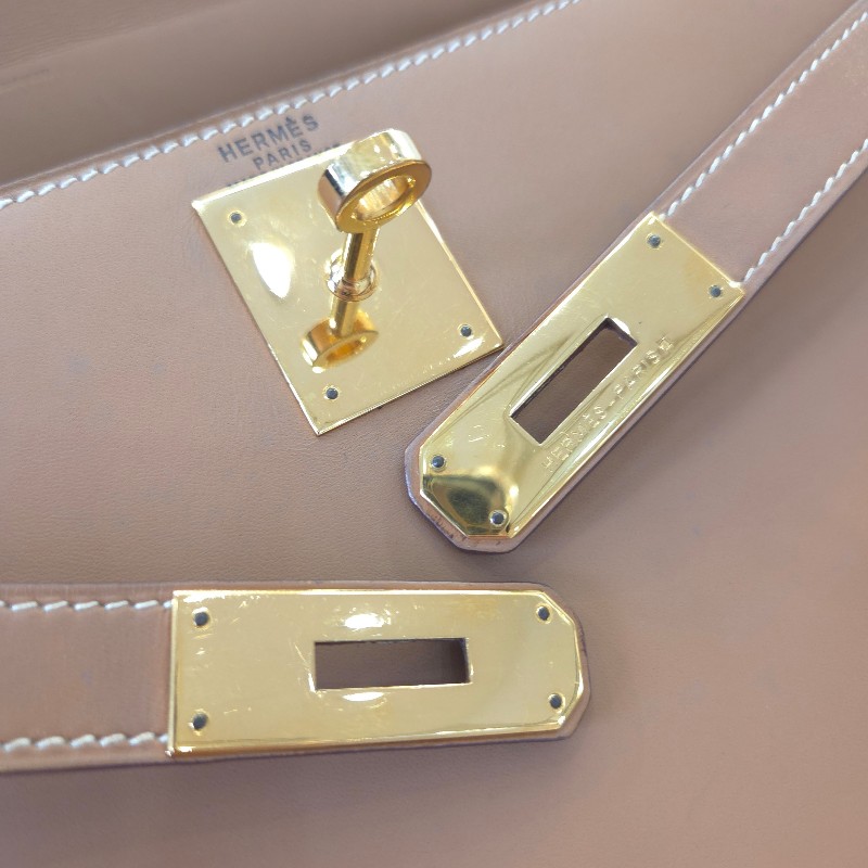 Hermès Kelly 28 手提包 金釦 金棕 二手 v刻-29