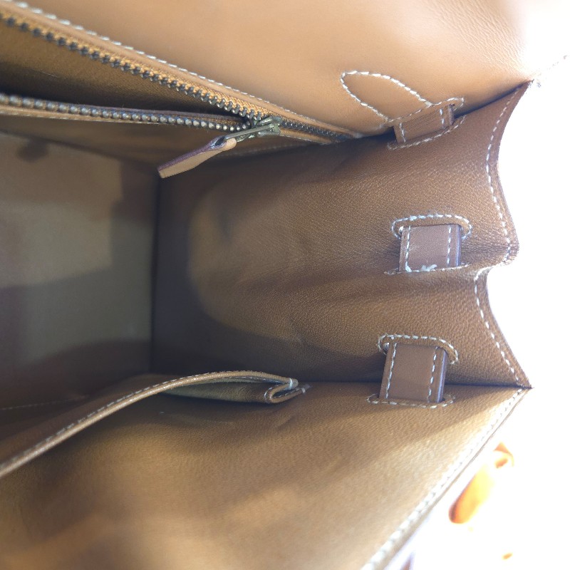 Hermès Kelly 28 手提包 金釦 金棕 二手 v刻-35
