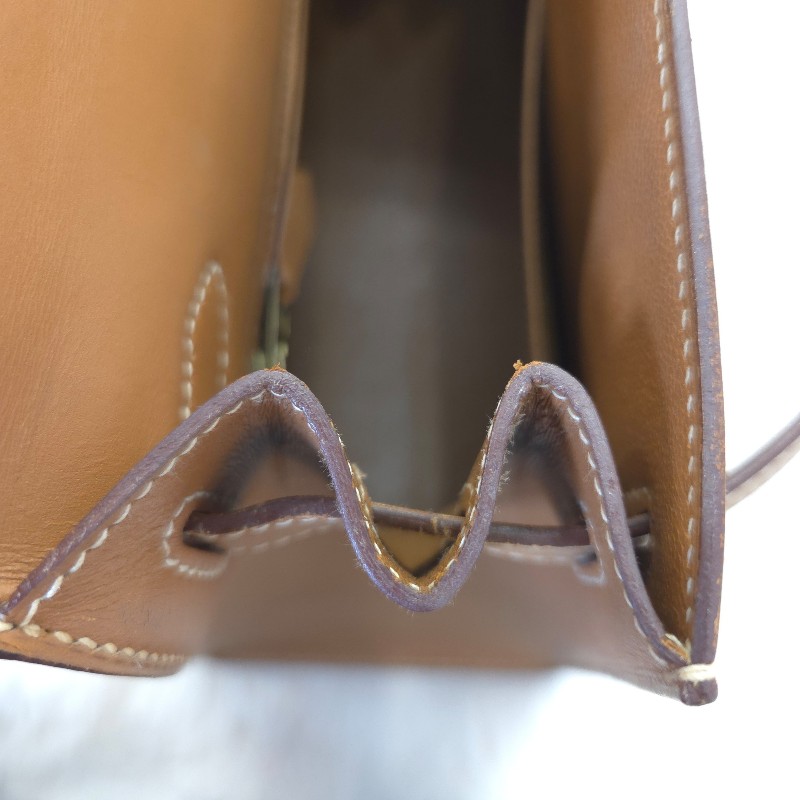 Hermès Kelly 28 手提包 金釦 金棕 二手 v刻-36
