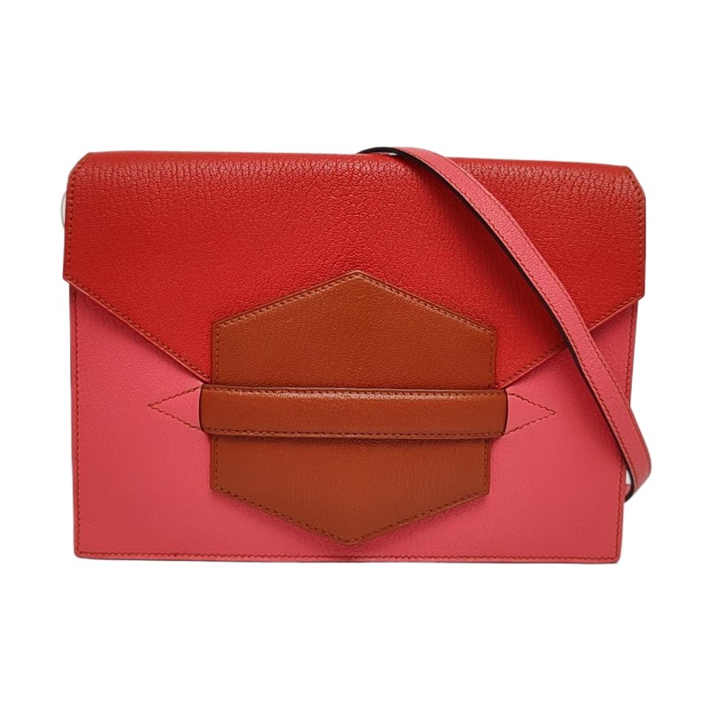 HERMES Faco 拼色Chevre
Mysore山羊皮單肩包斜挎包 銀色五金 A刻 可拆卸肩帶-0